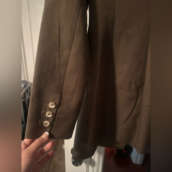 Anna Quan Olive Green Single Botton Long Blazer Jacket Top - WomeN Size 6 M New - Picture 3 of 4